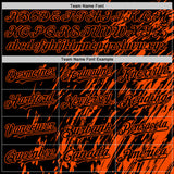 Custom Black Black-Orange 3D Pattern Design Bomber Full-Snap Varsity Letterman Hoodie Jacket