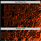 Custom Black Black-Orange 3D Pattern Design Bomber Full-Snap Varsity Letterman Hoodie Jacket