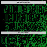 Custom Black Black-Grass Green 3D Pattern Design Bomber Full-Snap Varsity Letterman Hoodie Jacket