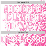 Custom White White-Pink 3D Pattern Design Bomber Full-Snap Varsity Letterman Hoodie Jacket