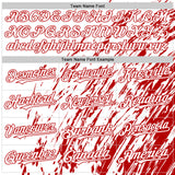 Custom White White-Red 3D Pattern Design Bomber Full-Snap Varsity Letterman Hoodie Jacket