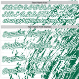 Custom White White-Kelly Green 3D Pattern Design Bomber Full-Snap Varsity Letterman Hoodie Jacket