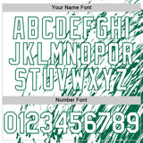 Custom White White-Kelly Green 3D Pattern Design Bomber Full-Snap Varsity Letterman Hoodie Jacket