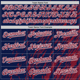 Custom Navy Crimson-White 3D Pattern Design Bomber Full-Snap Varsity Letterman Hoodie Jacket