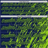 Custom Navy Navy-Neon Green 3D Pattern Design Bomber Full-Snap Varsity Letterman Hoodie Jacket