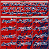 Custom Red Navy-White 3D Pattern Design Bomber Full-Snap Varsity Letterman Hoodie Jacket