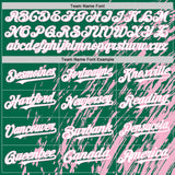 Custom Kelly Green White-Light Pink 3D Pattern Design Bomber Full-Snap Varsity Letterman Hoodie Jacket