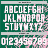 Custom Kelly Green White-Light Pink 3D Pattern Design Bomber Full-Snap Varsity Letterman Hoodie Jacket