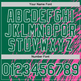 Custom Pink Kelly Green-White 3D Pattern Design Bomber Full-Snap Varsity Letterman Hoodie Jacket