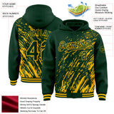 Custom Green Green-Gold 3D Pattern Design Bomber Full-Snap Varsity Letterman Hoodie Jacket