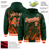 Custom Green Orange-White 3D Pattern Design Bomber Full-Snap Varsity Letterman Hoodie Jacket
