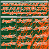 Custom Green Orange-White 3D Pattern Design Bomber Full-Snap Varsity Letterman Hoodie Jacket