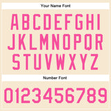 Custom Cream Pink Bomber Full-Snap Varsity Faux Leather Letterman Jacket