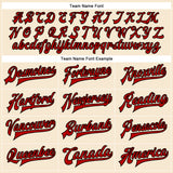 Custom Cream Red-Black Bomber Full-Snap Varsity Faux Leather Letterman Jacket