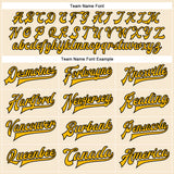 Custom Cream Gold-Black Bomber Full-Snap Varsity Faux Leather Letterman Jacket