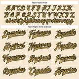 Custom Cream Old Gold-Black Bomber Full-Snap Varsity Faux Leather Letterman Jacket