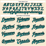 Custom Cream Teal-Black Bomber Full-Snap Varsity Faux Leather Letterman Jacket