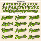 Custom Cream Neon Green-Black Bomber Full-Snap Varsity Faux Leather Letterman Jacket