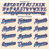 Custom Cream Pink Sky Blue-Black Bomber Full-Snap Varsity Faux Leather Letterman Jacket