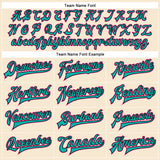 Custom Cream Pink Aqua-Black Bomber Full-Snap Varsity Faux Leather Letterman Jacket