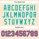 Custom Cream Pink Aqua-Black Bomber Full-Snap Varsity Faux Leather Letterman Jacket