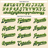 Custom Cream Navy-Neon Green Bomber Full-Snap Varsity Faux Leather Letterman Jacket