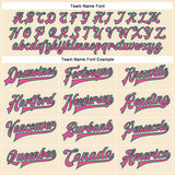 Custom Cream Pink-Kelly Green Bomber Full-Snap Varsity Faux Leather Letterman Jacket