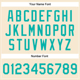 Custom Cream Aqua Bomber Full-Snap Varsity Faux Leather Letterman Jacket