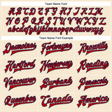 Custom Cream Red-Navy Bomber Full-Snap Varsity Faux Leather Letterman Jacket