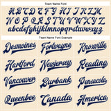 Custom Cream Navy-Gray Bomber Full-Snap Varsity Faux Leather Letterman Jacket