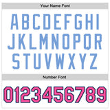 Custom White Pink Light Blue-Black Bomber Full-Snap Varsity Faux Leather Letterman Jacket