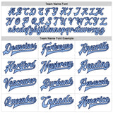 Custom White Light Blue-Navy Bomber Full-Snap Varsity Faux Leather Letterman Jacket