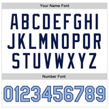 Custom White Light Blue-Navy Bomber Full-Snap Varsity Faux Leather Letterman Jacket