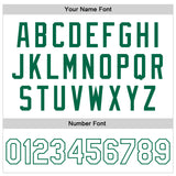 Custom White White-Kelly Green Bomber Full-Snap Varsity Faux Leather Letterman Jacket