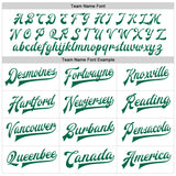 Custom White Kelly Green-Red Bomber Full-Snap Varsity Faux Leather Letterman Jacket