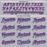 Custom Gray Pink Light Blue-Black Bomber Full-Snap Varsity Faux Leather Letterman Jacket