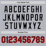 Custom Gray Red-Black Bomber Full-Snap Varsity Faux Leather Letterman Jacket