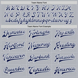 Custom Gray Navy-White Bomber Full-Snap Varsity Faux Leather Letterman Jacket