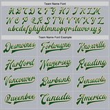 Custom Gray Green-Cream Bomber Full-Snap Varsity Faux Leather Letterman Jacket