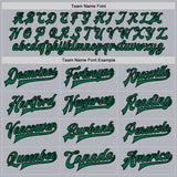 Custom Gray Kelly Green-Black Bomber Full-Snap Varsity Faux Leather Letterman Jacket