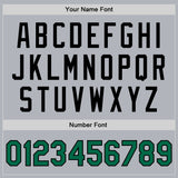 Custom Gray Kelly Green-Black Bomber Full-Snap Varsity Faux Leather Letterman Jacket