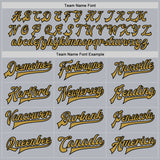 Custom Gray Old Gold-Black Bomber Full-Snap Varsity Faux Leather Letterman Jacket