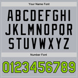 Custom Gray Neon Green-Black Bomber Full-Snap Varsity Faux Leather Letterman Jacket