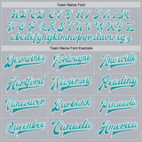 Custom Gray Teal-White Bomber Full-Snap Varsity Faux Leather Letterman Jacket