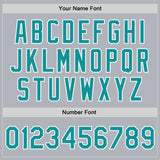 Custom Gray Teal-White Bomber Full-Snap Varsity Faux Leather Letterman Jacket