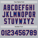 Custom Gray Royal-Red Bomber Full-Snap Varsity Faux Leather Letterman Jacket