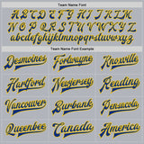 Custom Gray Royal-Yellow Bomber Full-Snap Varsity Faux Leather Letterman Jacket