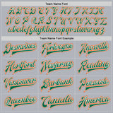 Custom Gray Kelly Green Orange-White Bomber Full-Snap Varsity Faux Leather Letterman Jacket