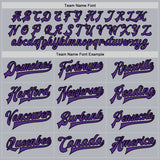 Custom Gray Purple-Black Bomber Full-Snap Varsity Faux Leather Letterman Jacket