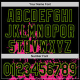 Custom Black Hot Pink Neon Green-White Splash Art 3D Pattern Design Bomber Full-Snap Varsity Letterman Hoodie Jacket